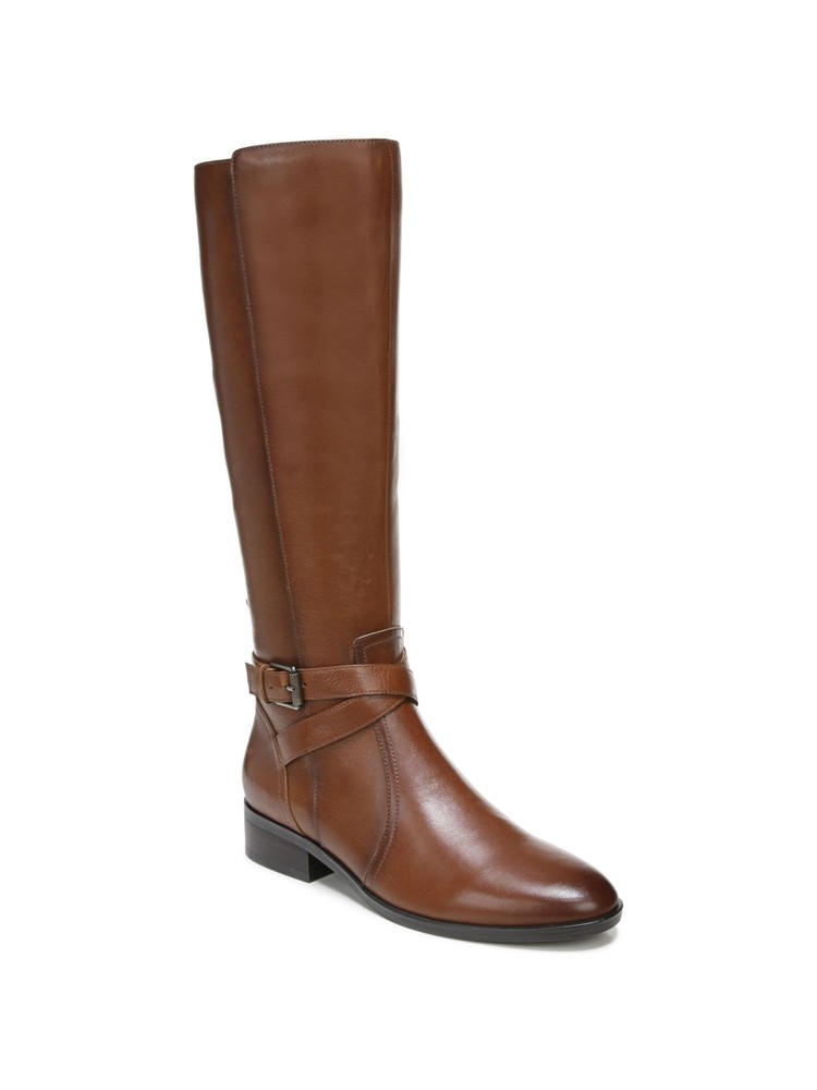 NATURALIZER Womens Brown WrapaBuckled Straps Rena Almond Leather Riding Boot 7 M