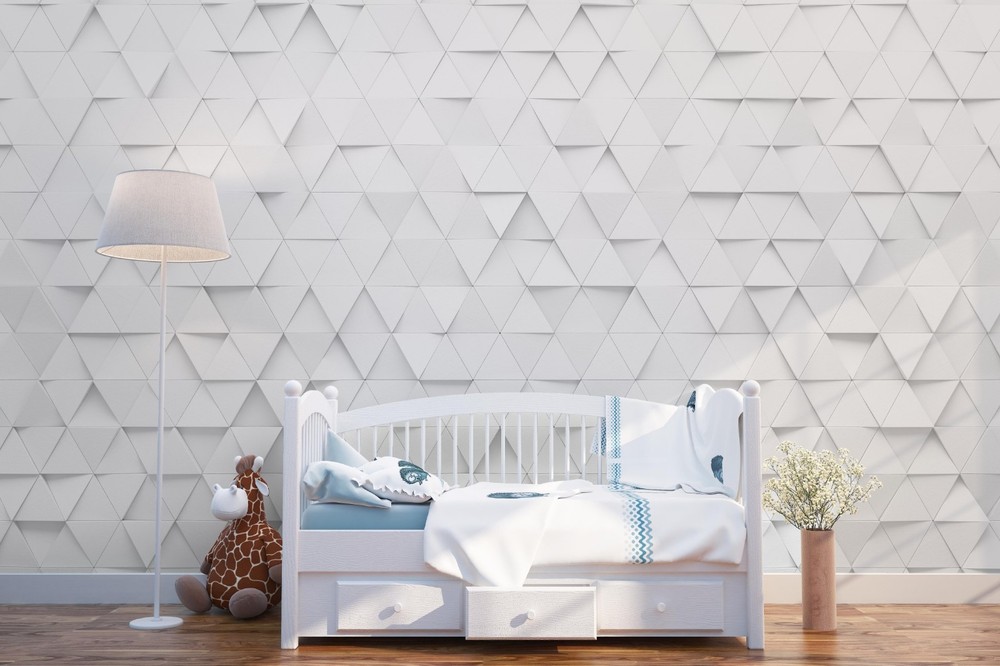 3D White Triangle Geometric Pattern Wall Murals Wallpaper Murals Wall Sticker
