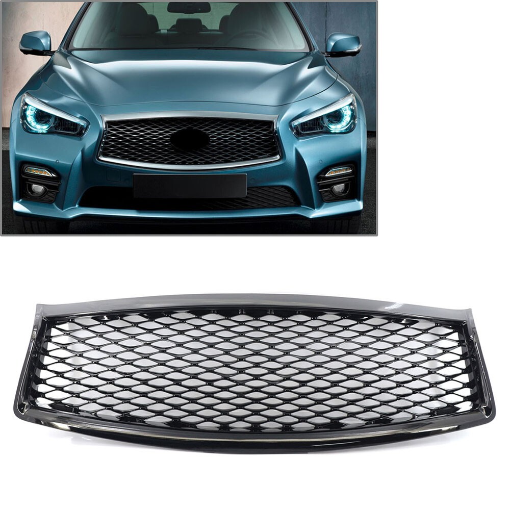 Honeycomb Front Bumper Center Upper Mesh Grille Grill For Infiniti Q50 Q50S Car