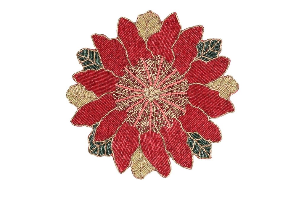 Handmade Spring Beaded Placemat Glass Beads Table Mat, Boho Centerpiece Set of 2