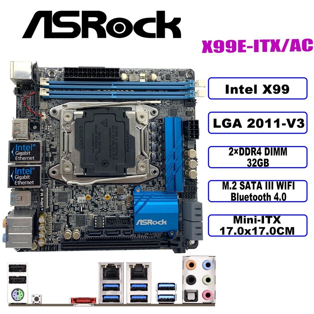 ASUS X99E-ITX/ac main board Mini-ITX Intel X99 chipset LGA 2011-3 DDR4 SATA3