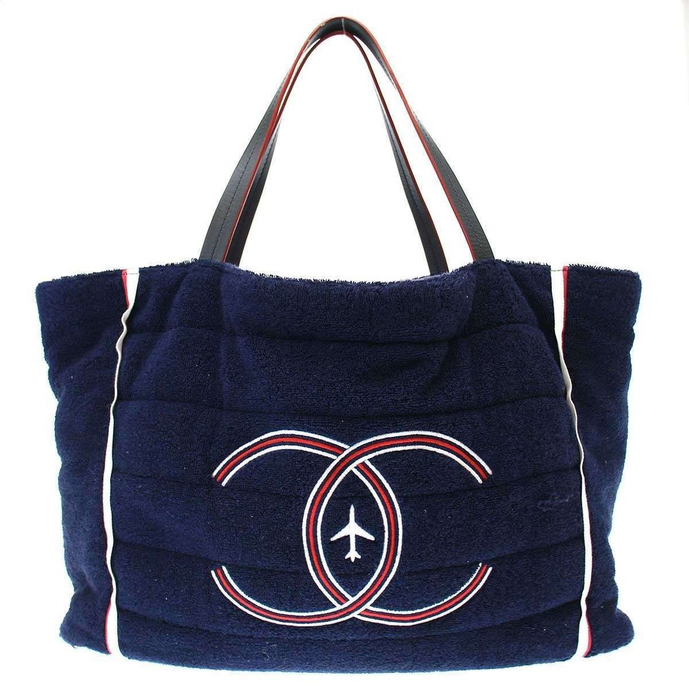CHANEL 2015 AIRLINES Reversible Navy Tote Bag 756244
