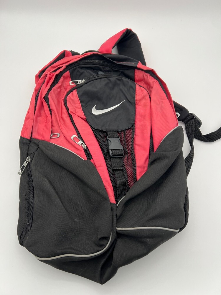 Nike Black and Pink Backpack with 3 Zipper Pockets