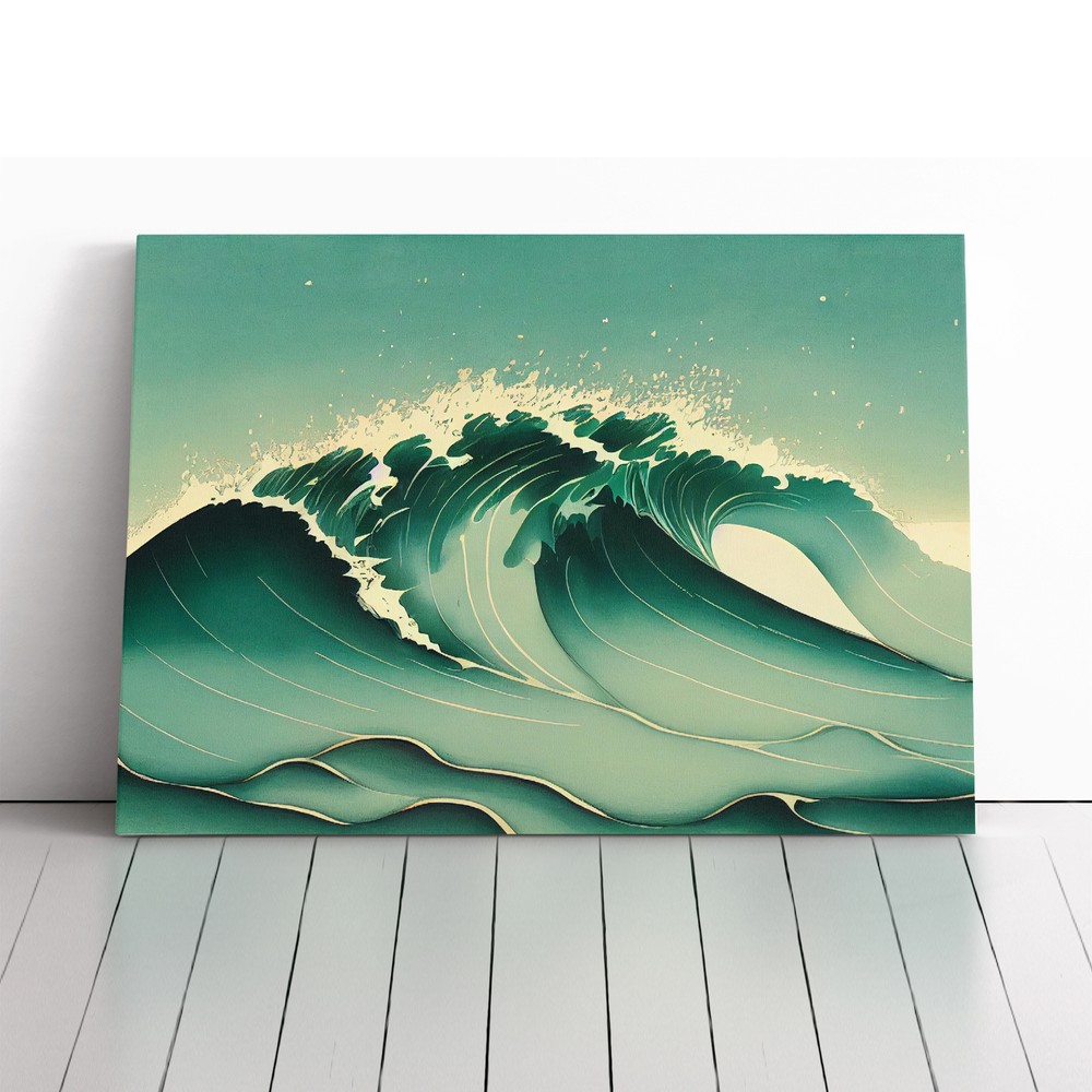 Pure Ocean Wave Canvas Wall Art Print Framed Picture Decor Living Room Bedroom