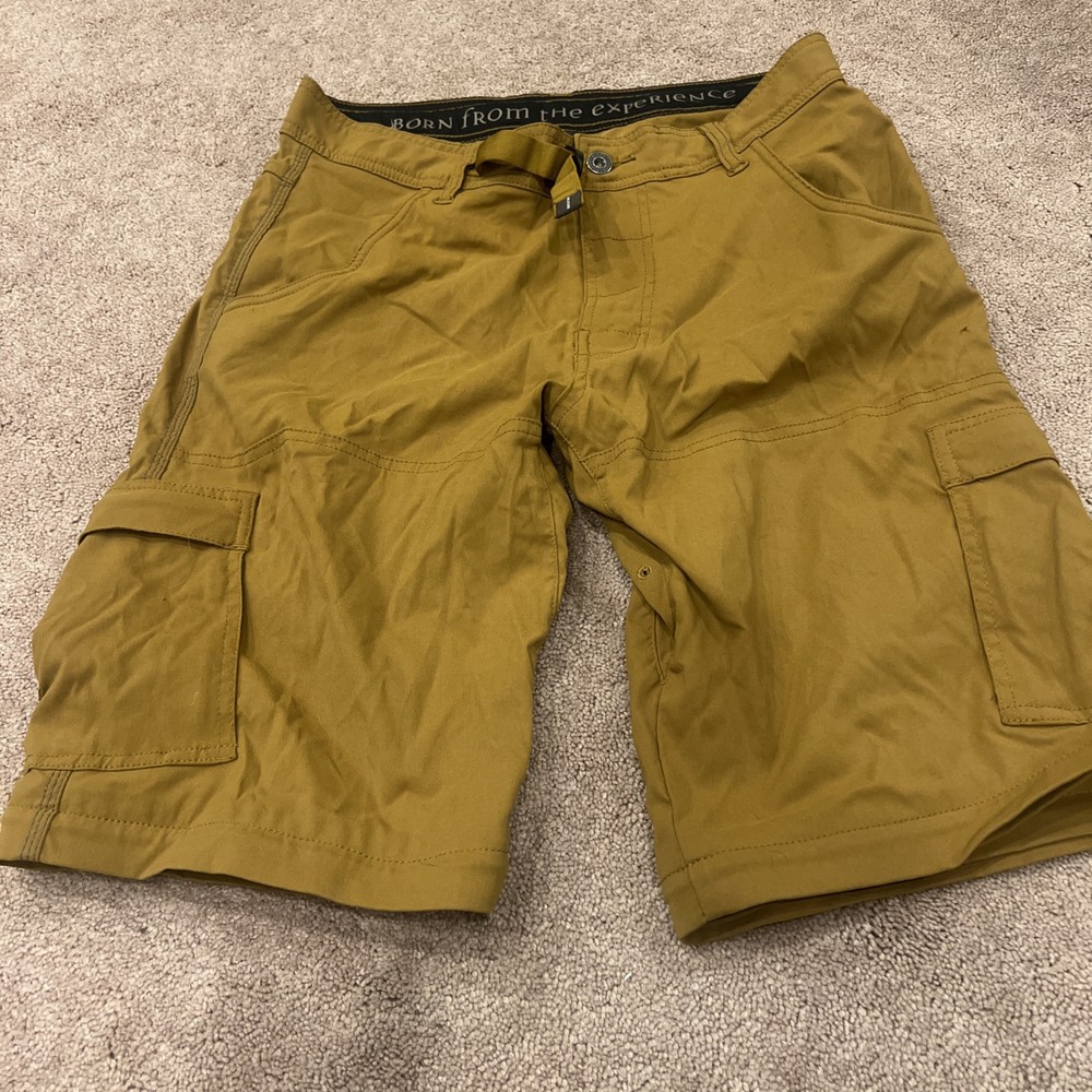 prAna Men's Medium Mustard Stretch Cargo Convertible Shorts 32WX34L