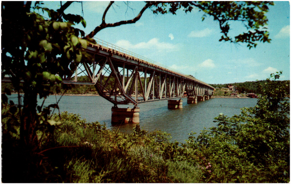Grand Glaize Upside Down Bridge Over Lake Osage Beach Missouri Chrome Postcard