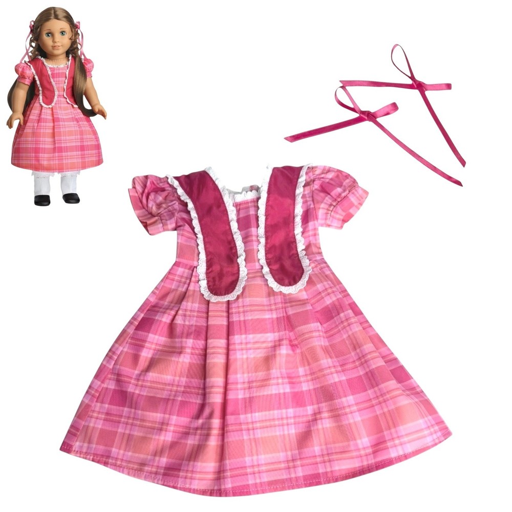 American Girl Marie Grace Meet Dress & Hair Ribbons Pink Doll Outfit Accessories