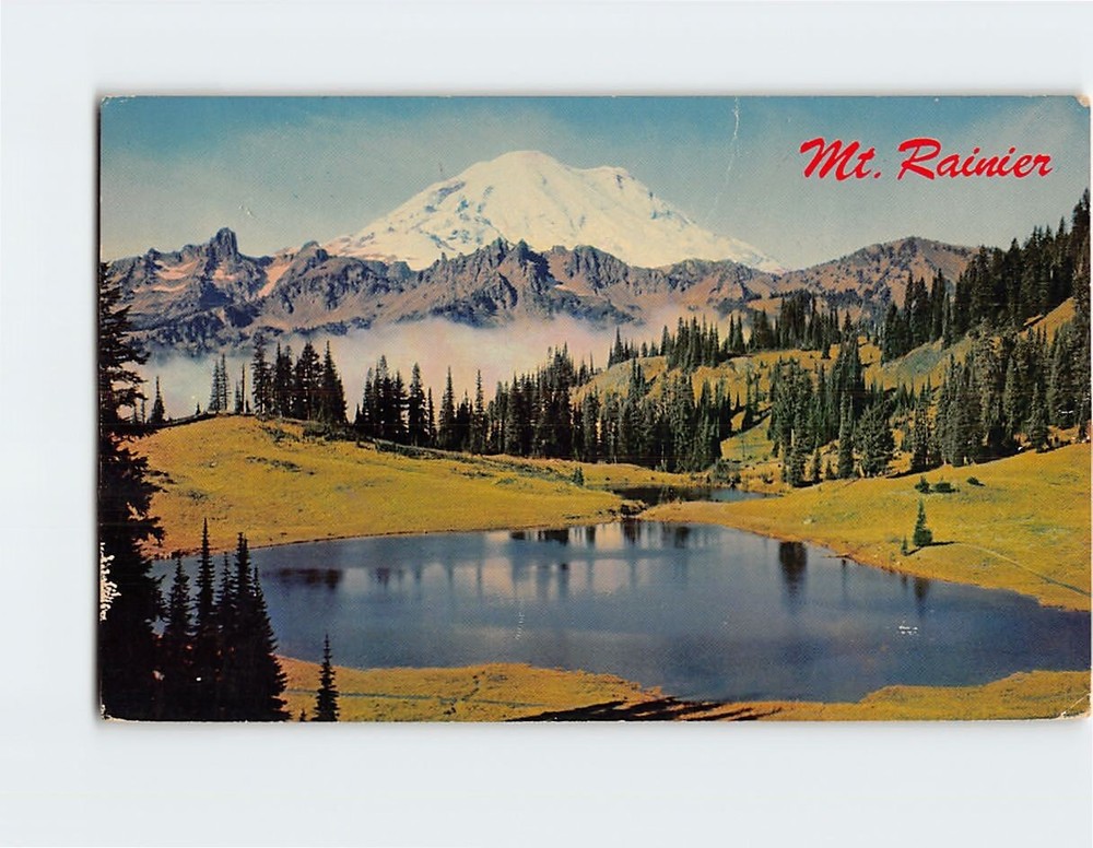 Postcard Mt. Rainier & Tipsoo Lake Washington USA