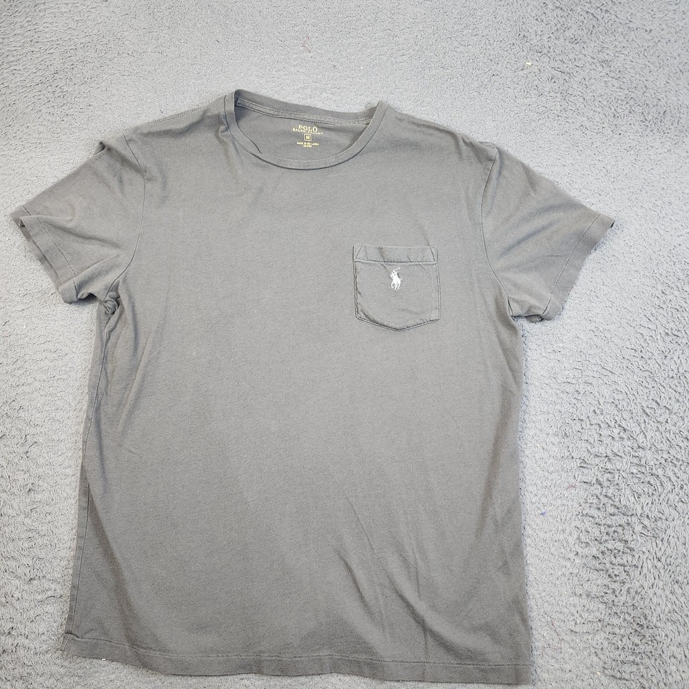 Polo Ralph Lauren Shirt Mens Medium Gray Pocket Crewneck Casual Cotton Tee