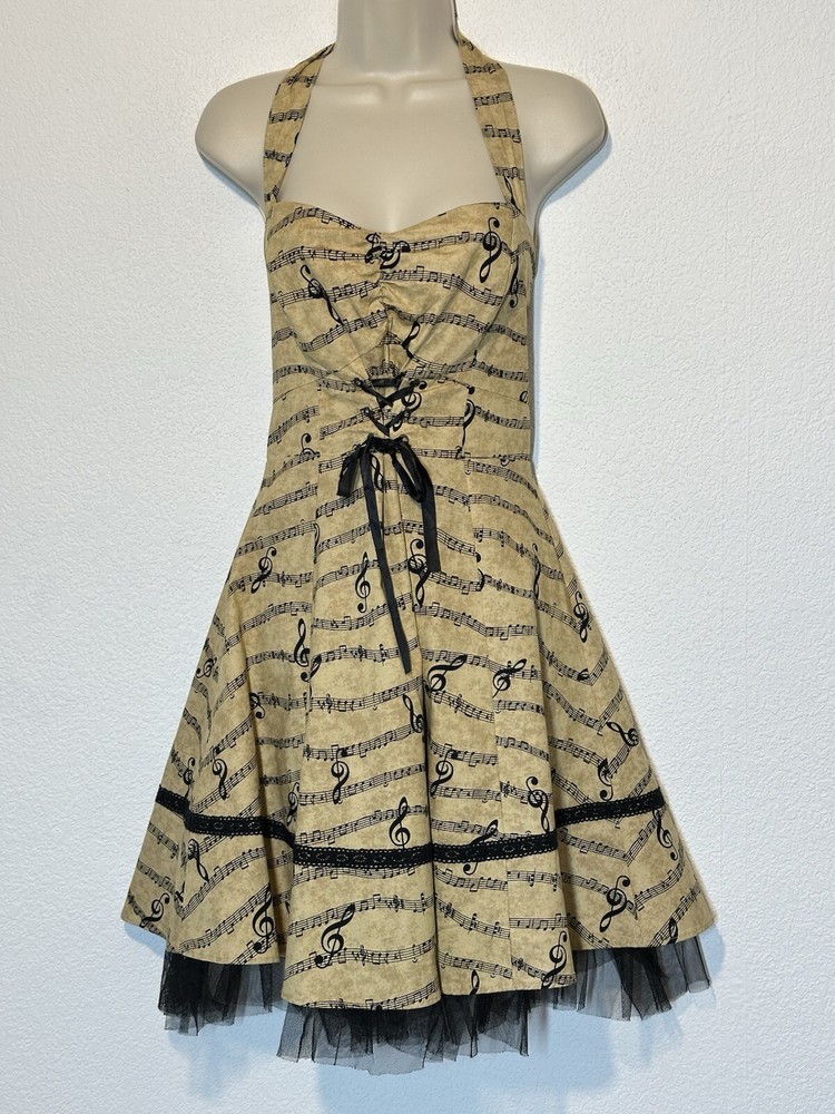 Corset Dress Xl Music Notes Gothic Petticoat Grunge Rockabilly Cotton Hot Topic