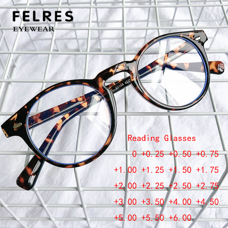 Round Blue Light Blocking Reading Glasses For Men Women Retro Clear Lens Glasses