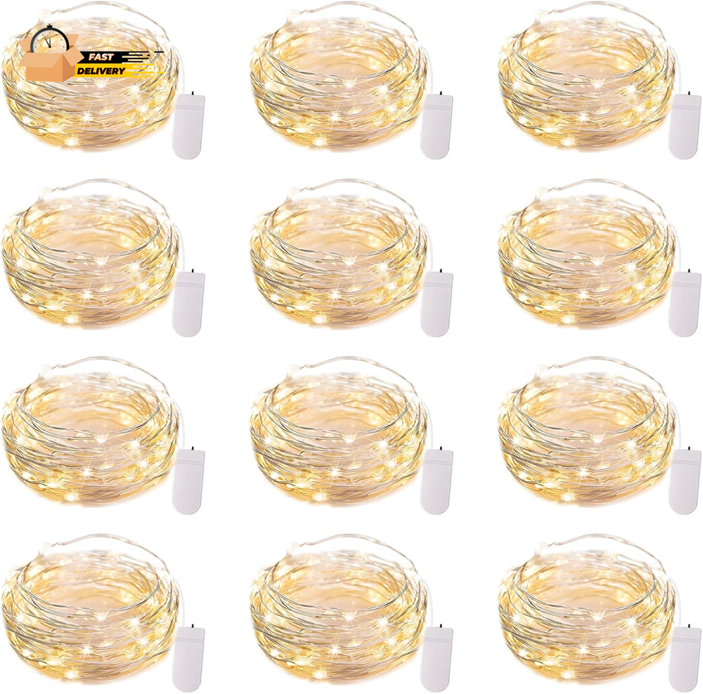12 Pack LED Fairy Lights Battery Operated String Lights - 7Ft 20LED Waterproof S
