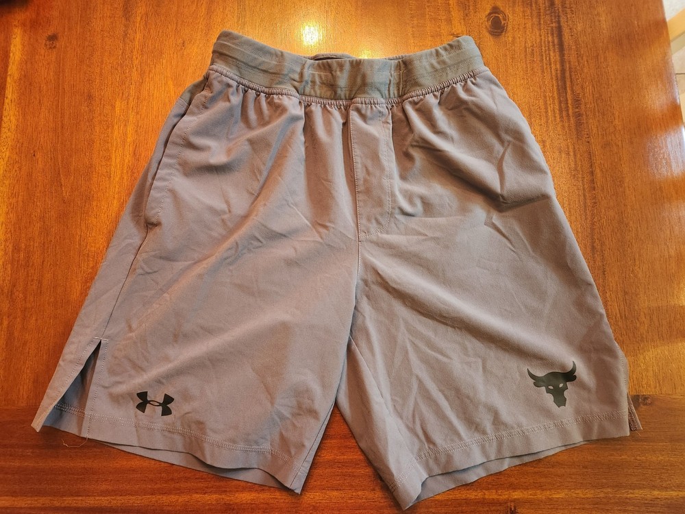 Under Armour Project Rock Shorts Mens Small Gray Loose Gym Running Athletic