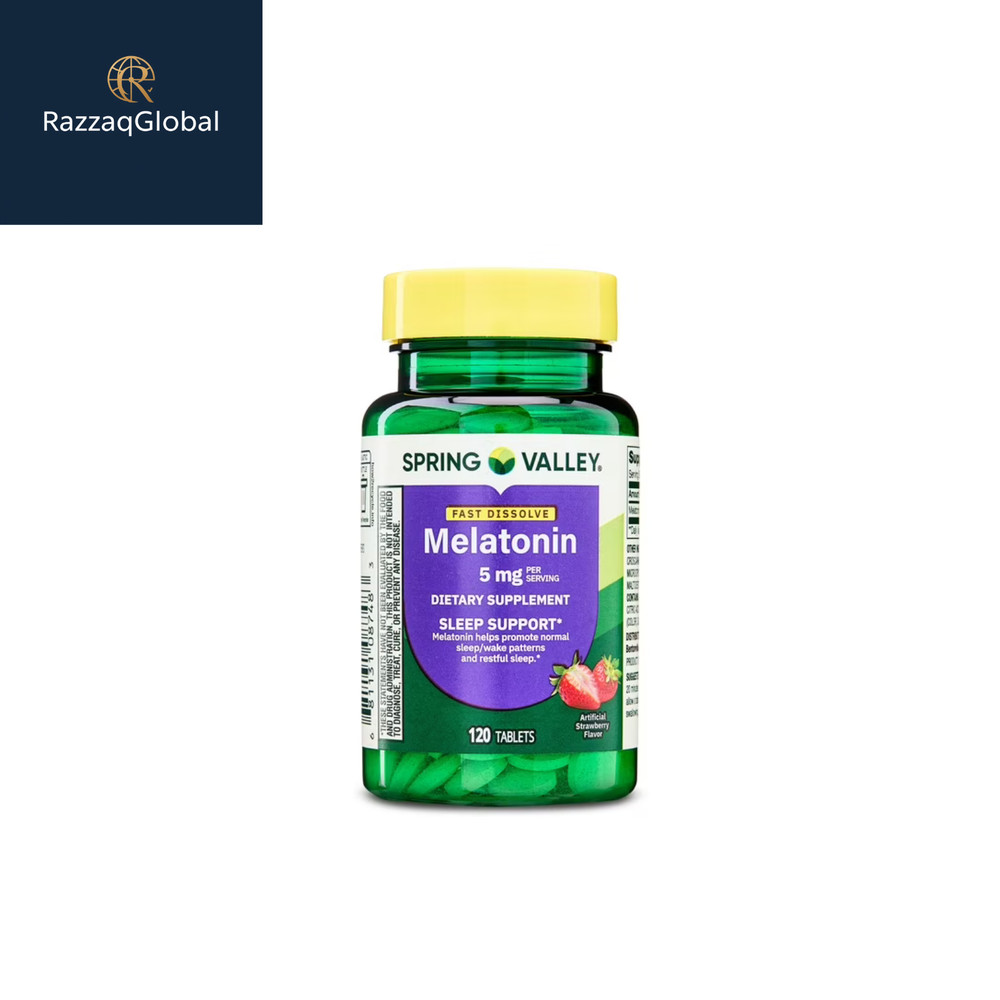 Spring Valley Fast-Dissolve Melatonin Tablets, Strawberry, 5 mg, 120 Ct