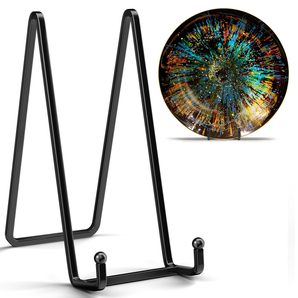 8-Inch Metal Square Wire Plate Stand for Display - Large Holder for Tableware