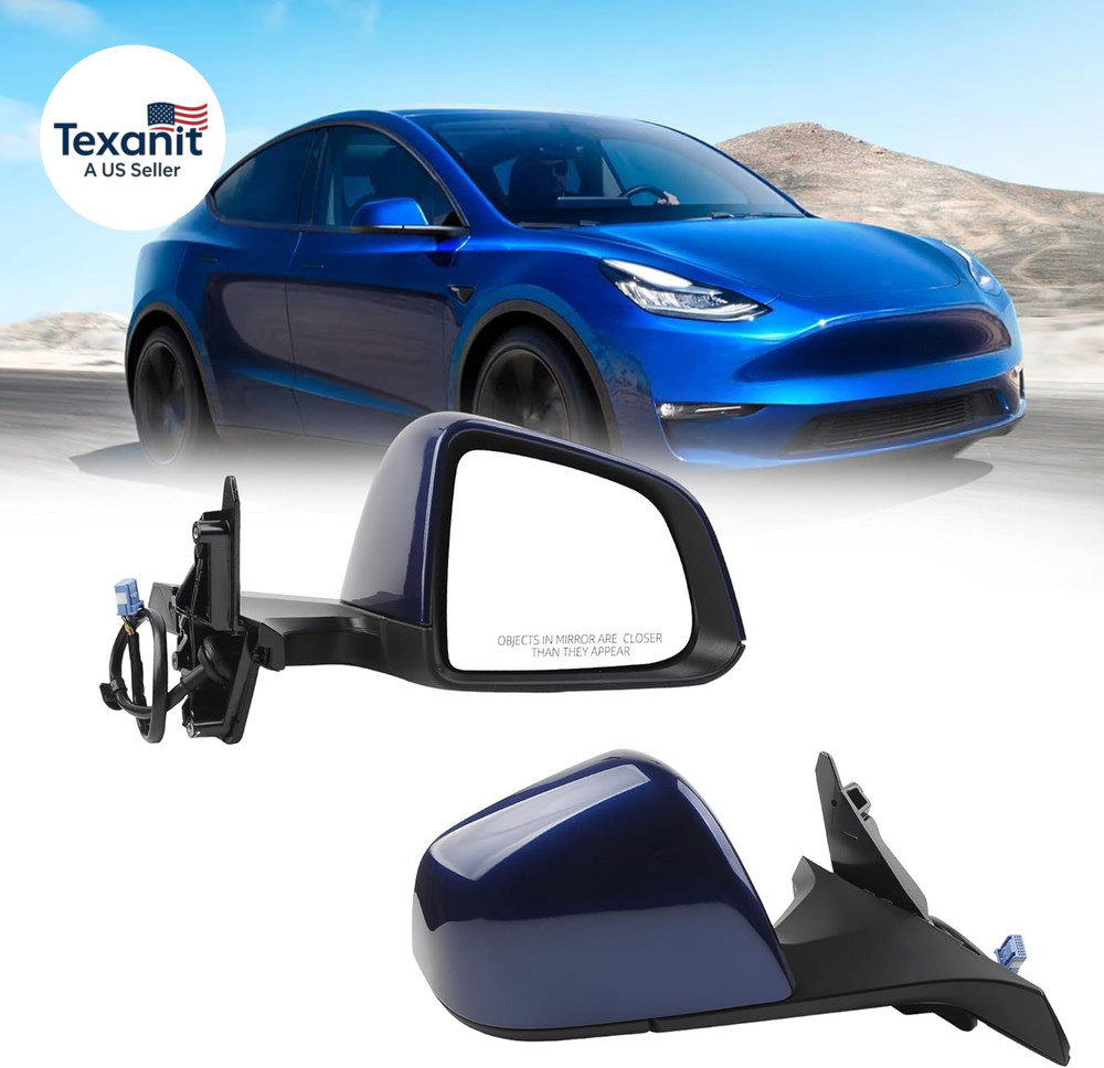Side Rear View Mirror Compatible with 2020-2024 Tesla Model Y Door Rearview Mirr
