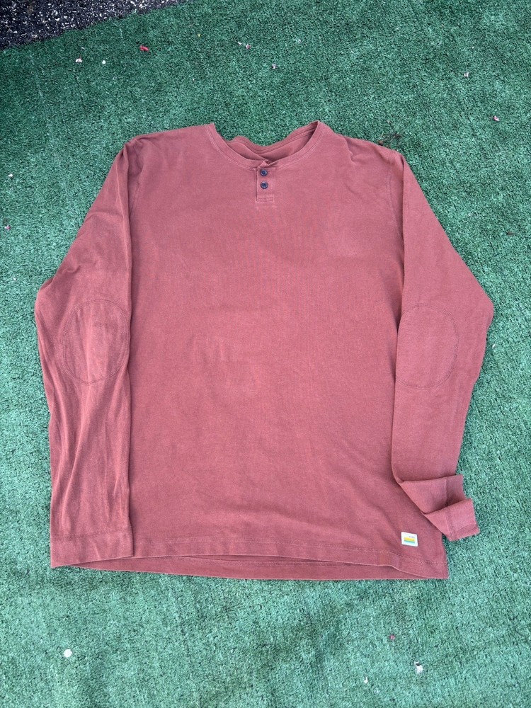 Vuori Brown Long Sleeve Henley T-Shirt XL Cotton Button-Front Jersey Solid Men