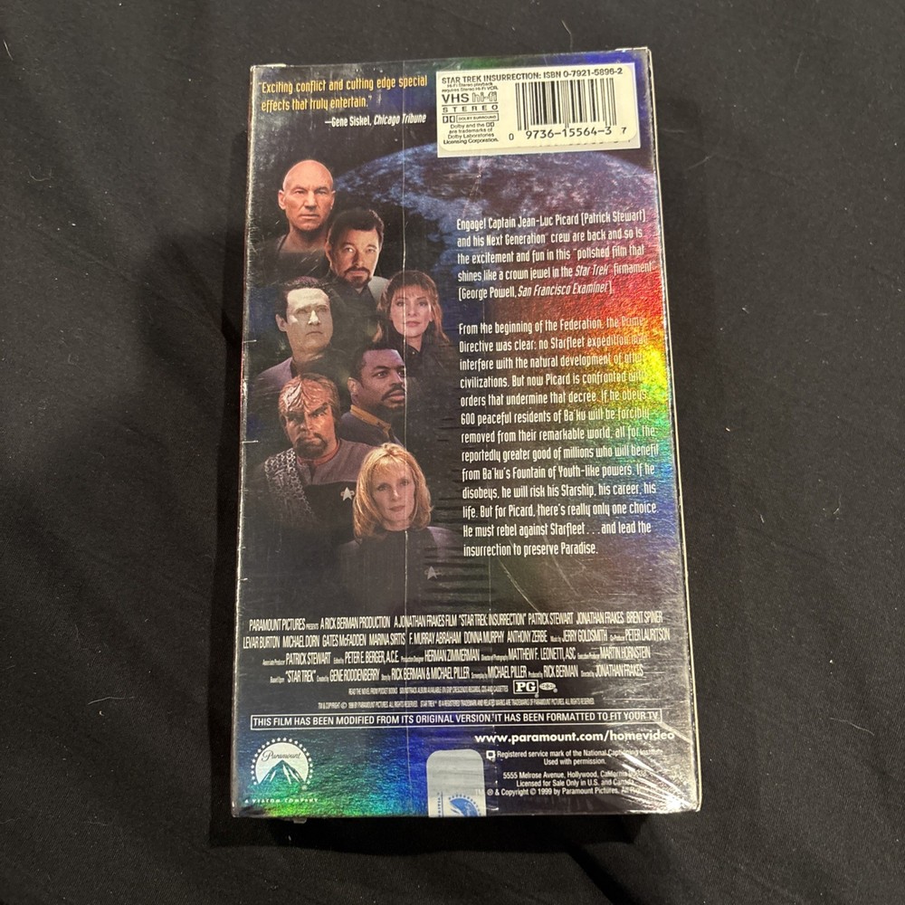 Star Trek: Insurrection (VHS, 1999) NEW and SEALED Blue Tape