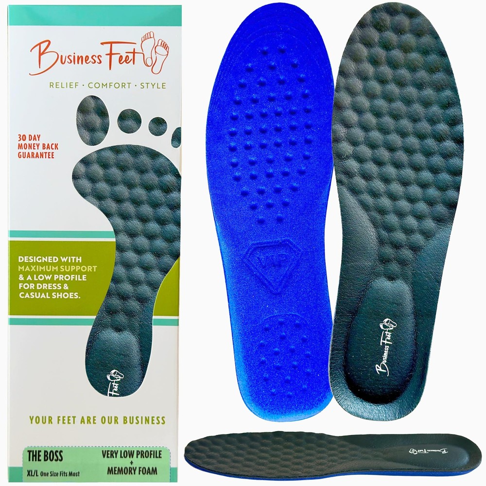 The Boss Leather Insoles for Men & Women + Memory Foam Insoles for Women & Me...