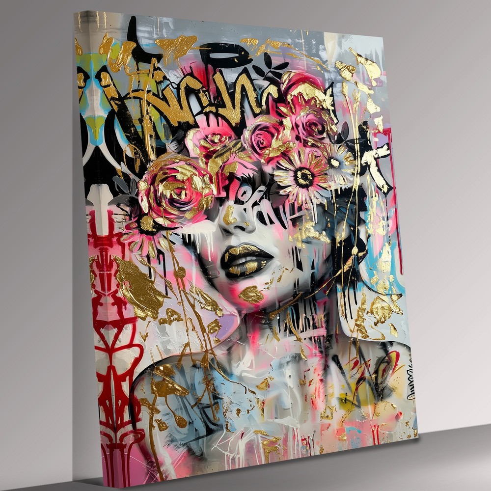 Abstract Portrait Canvas Wall Art, Bold Modern Woman Artwork with Canvas Print-image