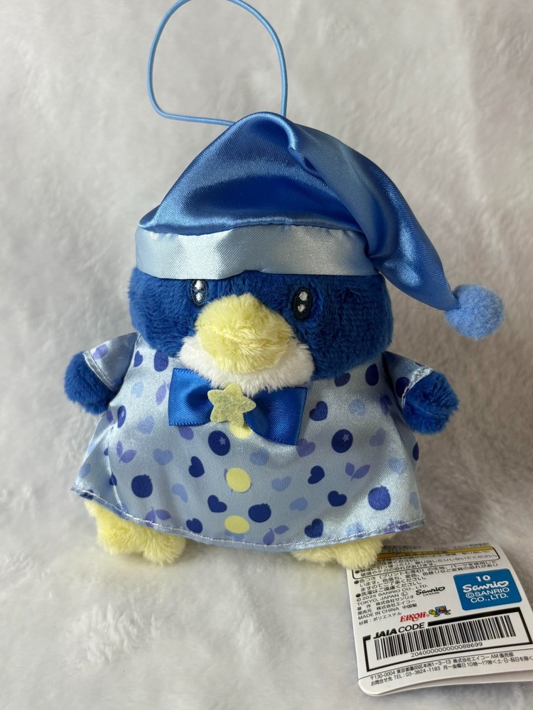 Sanrio Tuxedo Sam Blue Pajama Plush Doll Soft Toy Keychain 5