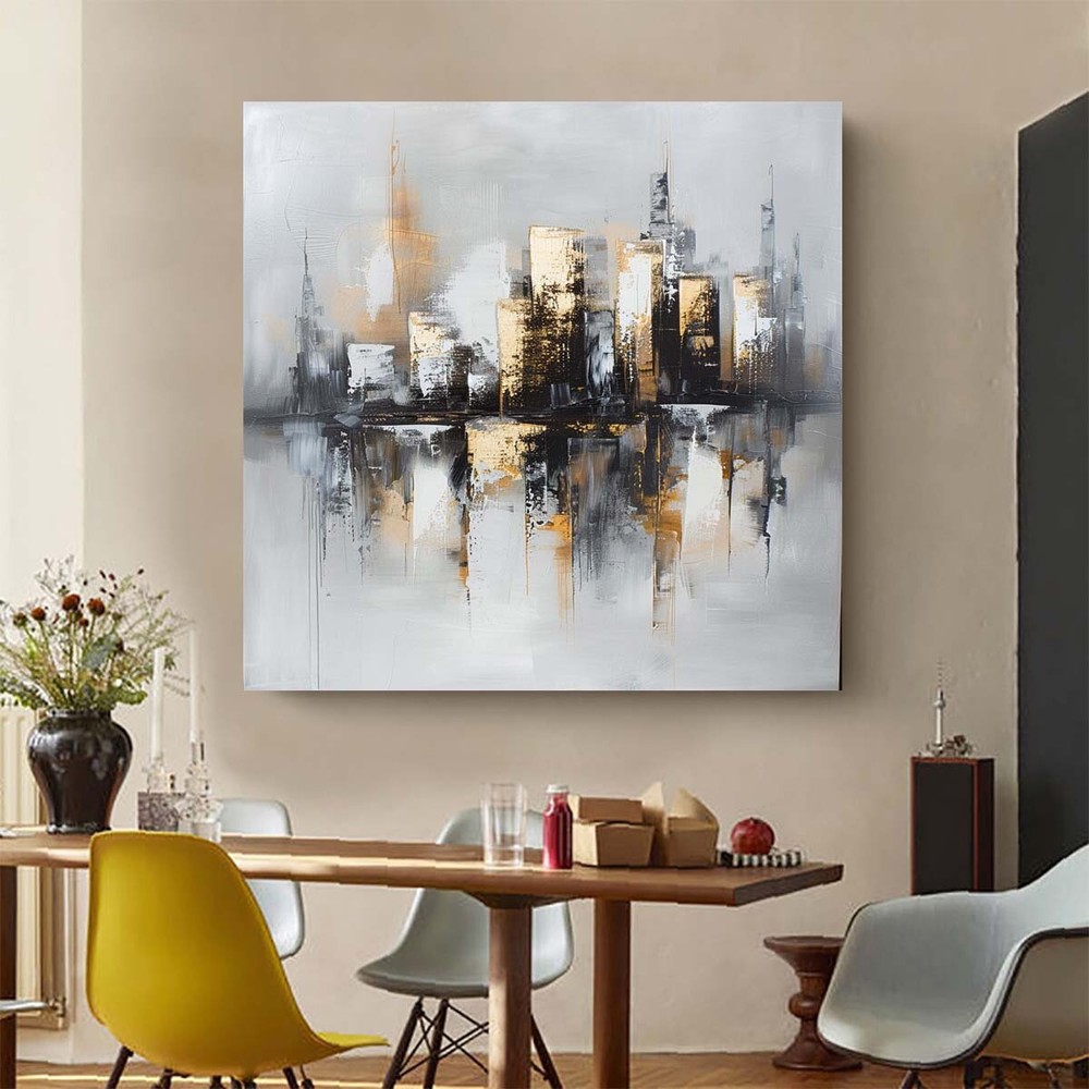 Abstract Canvas Painting Oil Painting Abstract Large Wall Art Golden city