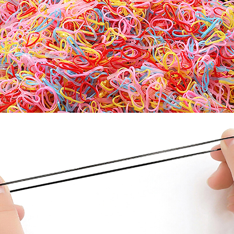 1000pcs/Pack Hair Band Girl Colorful Disposable Rubber Band Elastic Hair Band