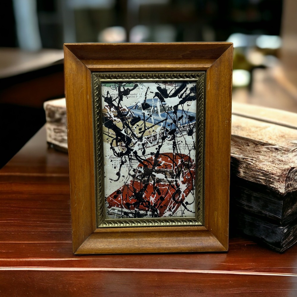 Original Framed Abstract Art Painting 7x9
