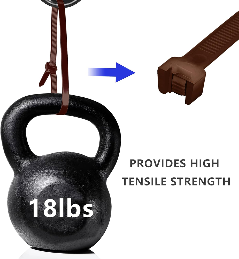 8-Inch Self-Locking Nylon Cable Zip Ties 100-Pack for Wires & Cables