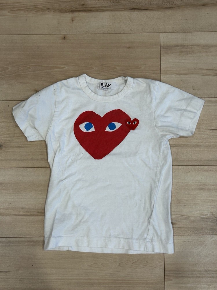 Comme des Garcons CDG Play Heart Logo White Tee XS