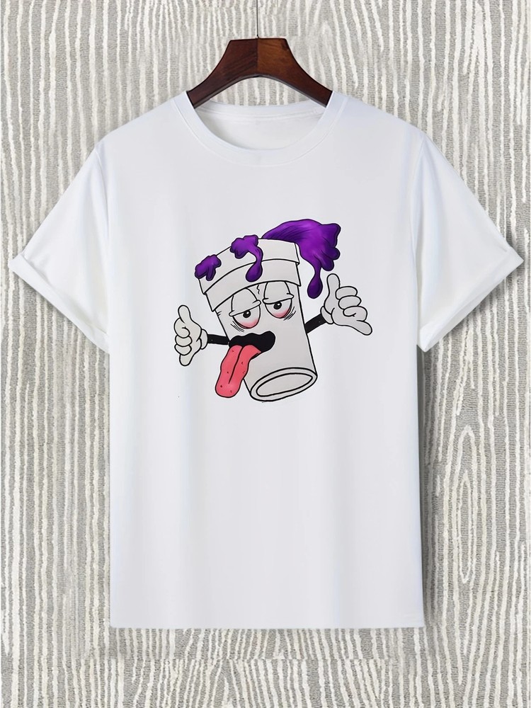 Funny Lean Cup Cartoon Graphic T Shirt Cool Streetwear Tee