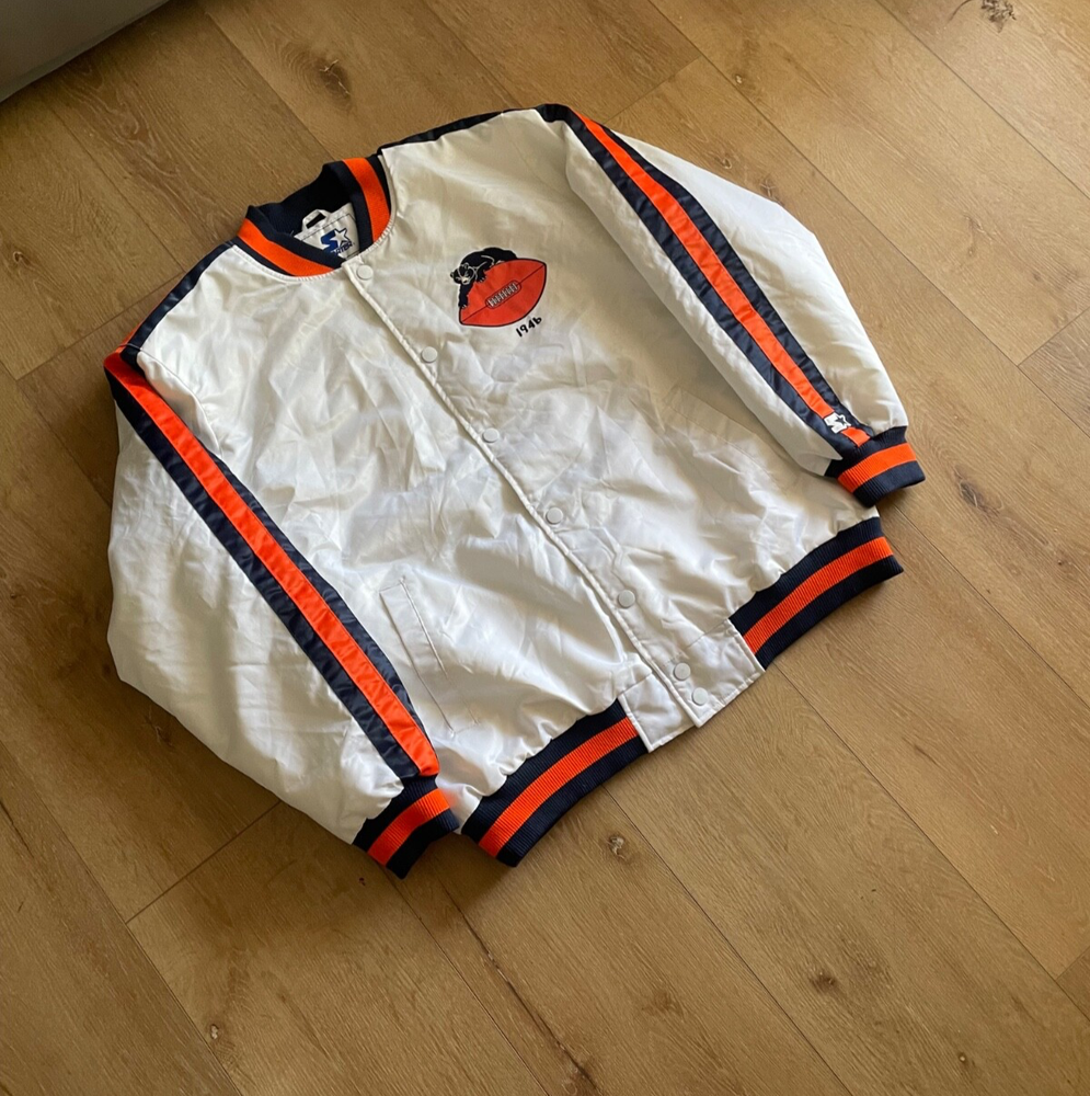Vintage White Chicago Bears Starter Snap Jacket Size 2XL