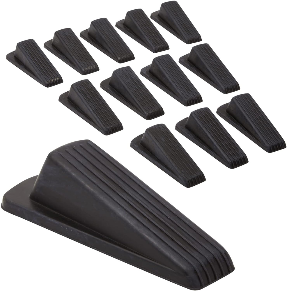 12 Pack Heavy Duty Rubber Door Stopper Wedge - Stackable Bottom of Door Stops fo