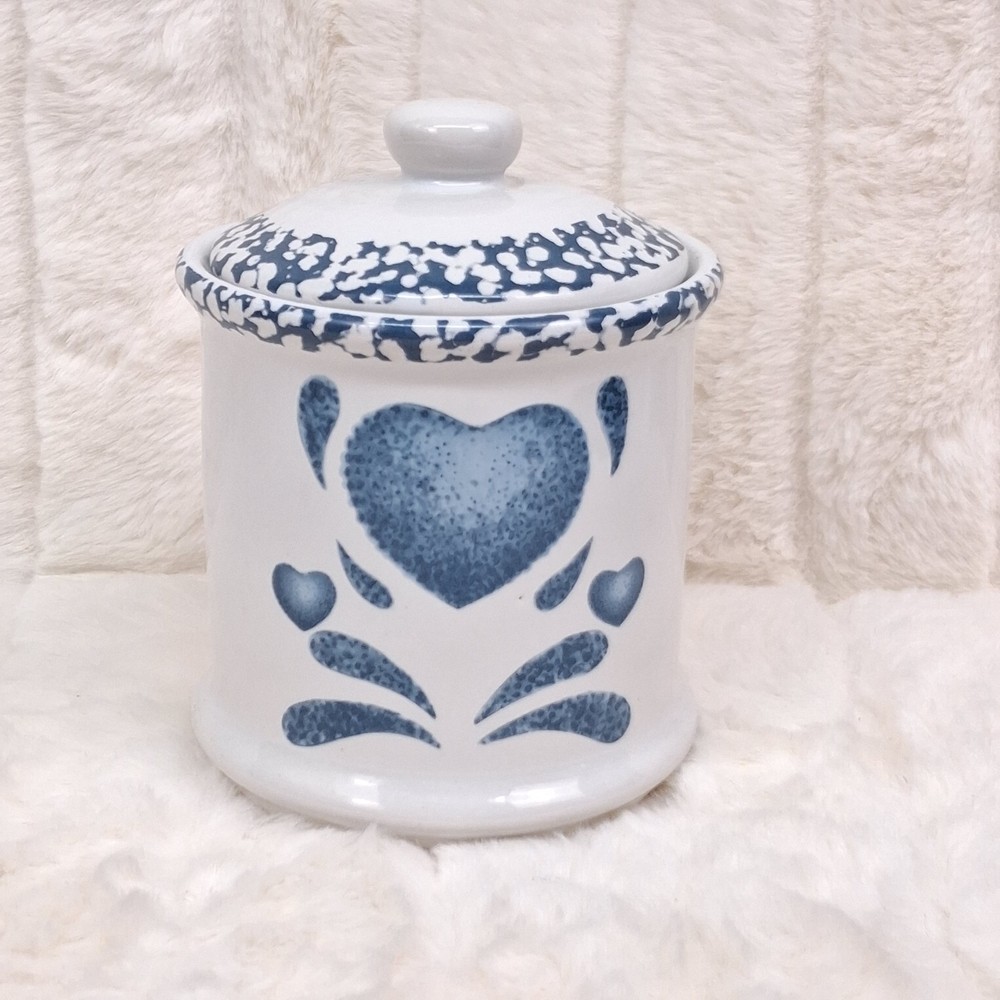 Vintage Blue Heart Spongeware 