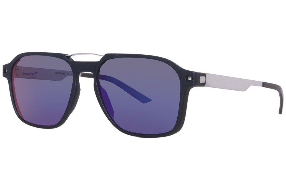 McLaren MLOP-98S02 C03 Blue Silver Polarized Grey Mirror Sunglasses 54mm Men