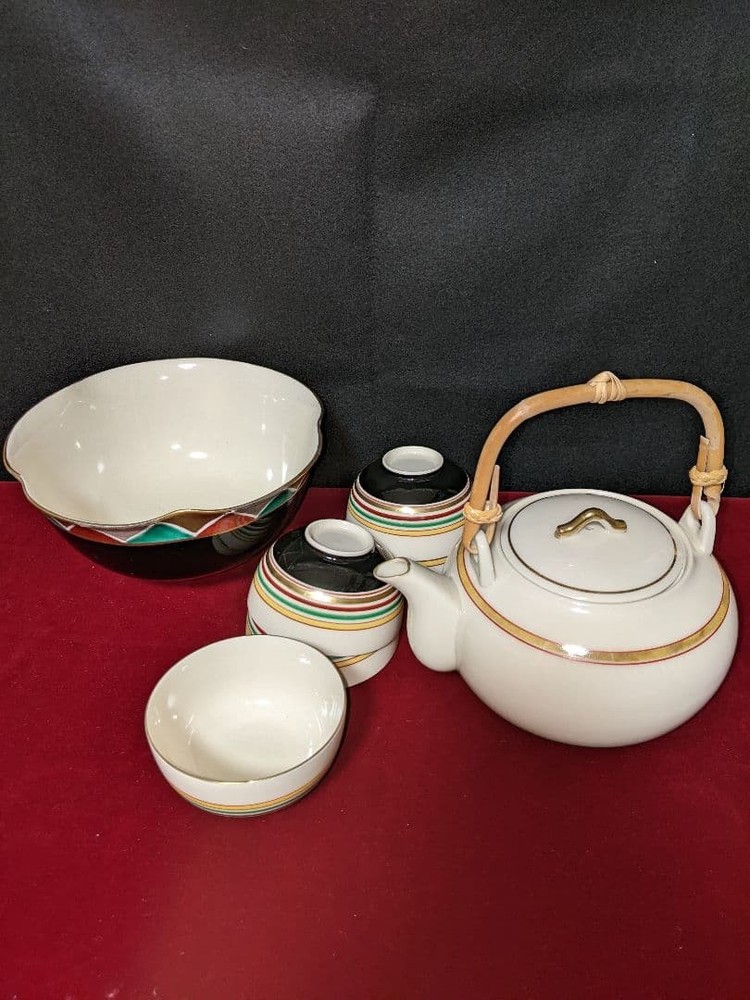 Kyoto Ware Tea Set with Tea Cups, Teapot, and Sweets Bowl for Tea Masters