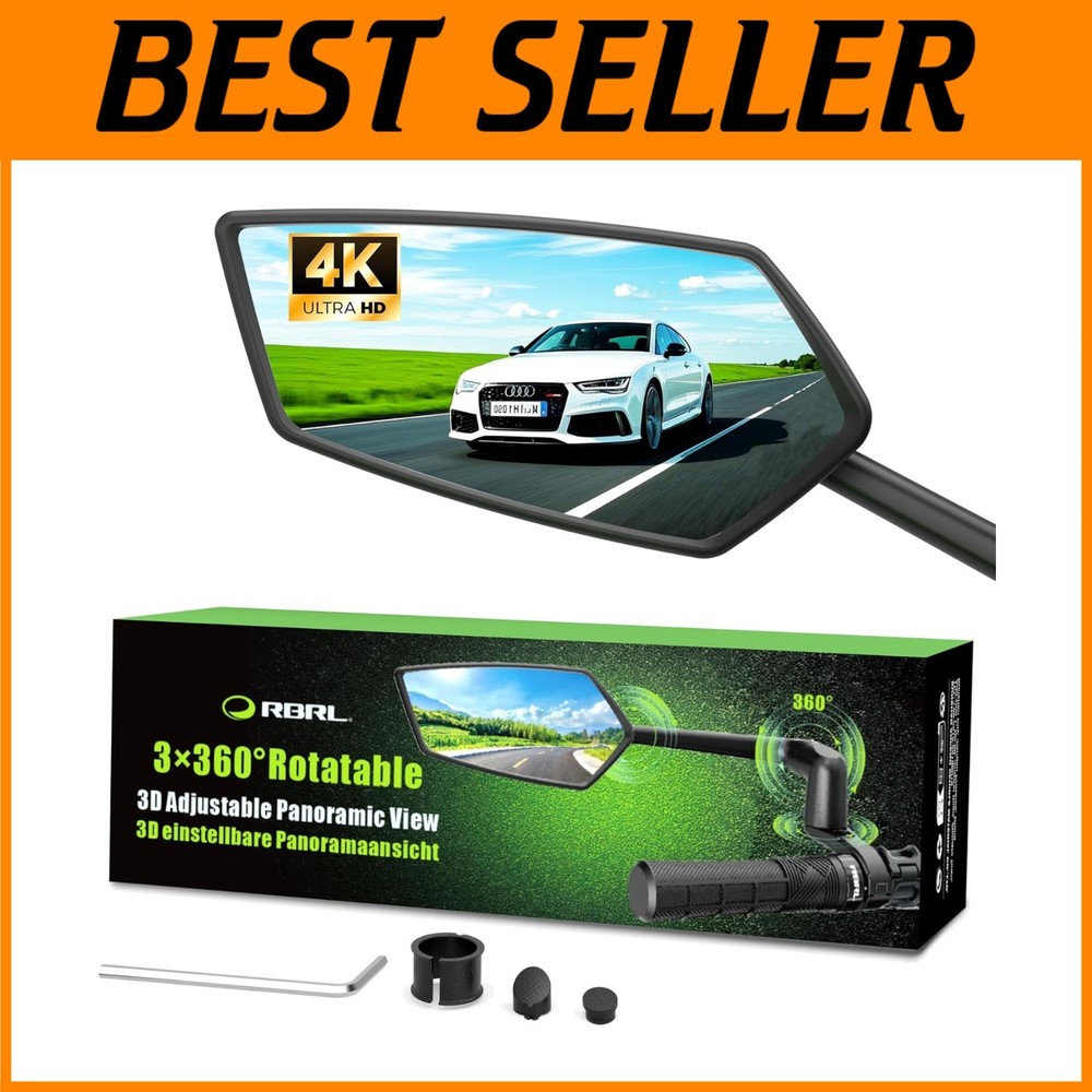 Universal Fit Panoramic Bike Mirror with Shatterproof Glass