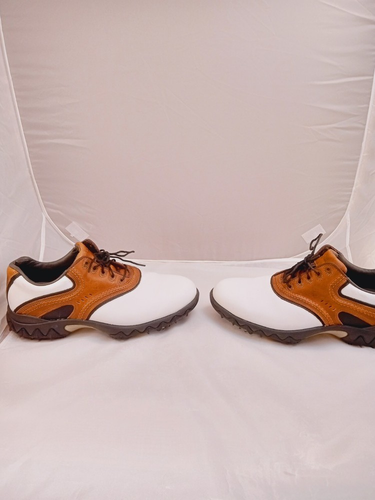 FootJoy Contour Men's Golf Shoes Size 8M Saddle Brown White Spiked Cleats 54024