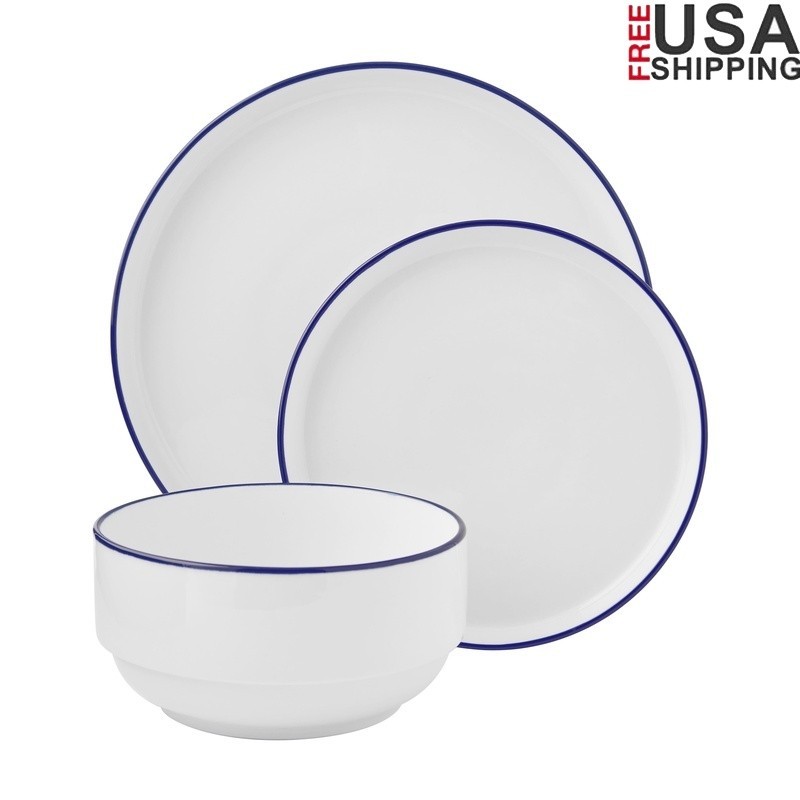 12-Piece Stoneware Dinnerware Set Microwave Dishwasher Safe Modern Plates Bowls