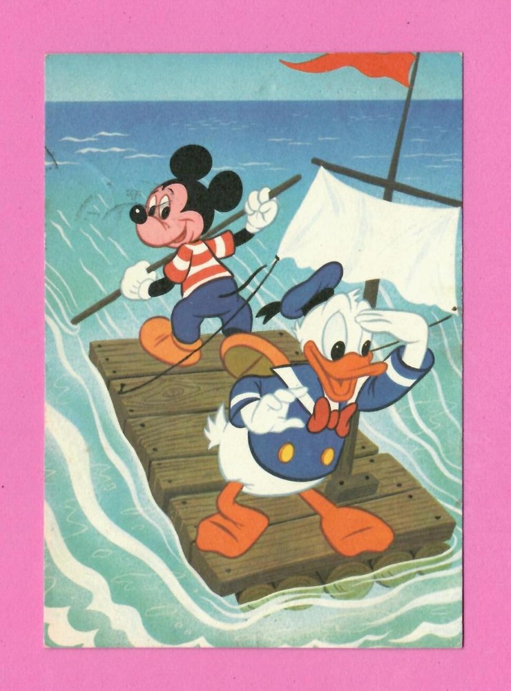 Disney Mickey Mouse And Donald Duck Vintage Postcard Used 1665