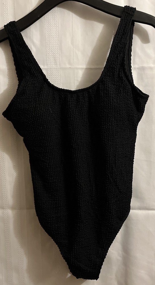 Women’s One Piece Sexy Swimsuit Solid Ribbed Monokini Swimwear Scoop Neck, L