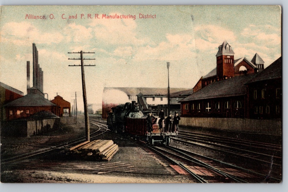 C1910 C. & P.R.R. Manufacturing District Workers Locomotive Alliance OH Postcard