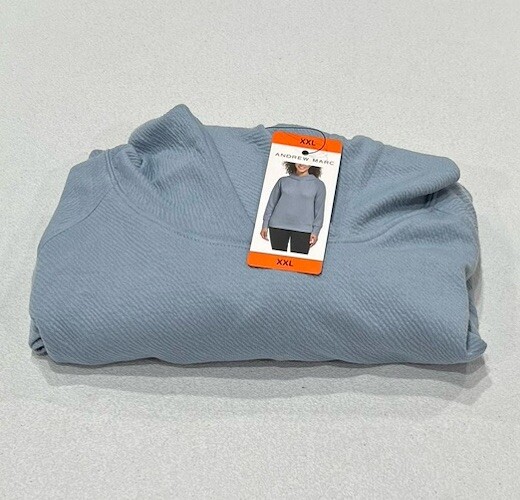 Andrew Marc Women's Long Sleeve Textured Hoodie Pullover, Blue, Size 2XL