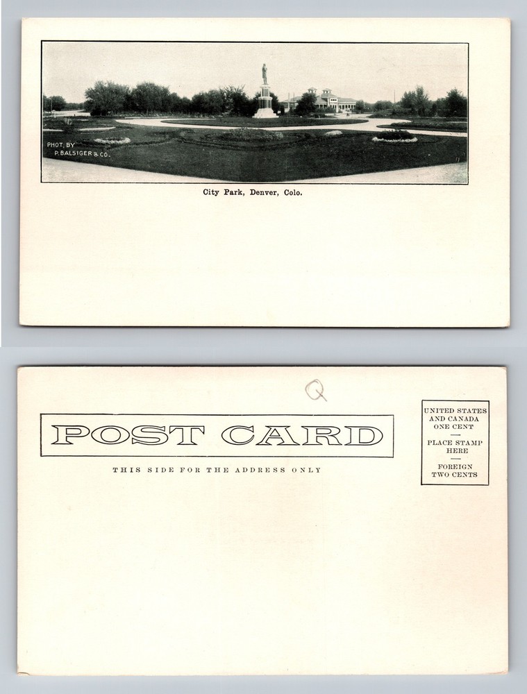 Denver, CO-Colorado, City Park Statue and Garden View, Vintage Postcard
