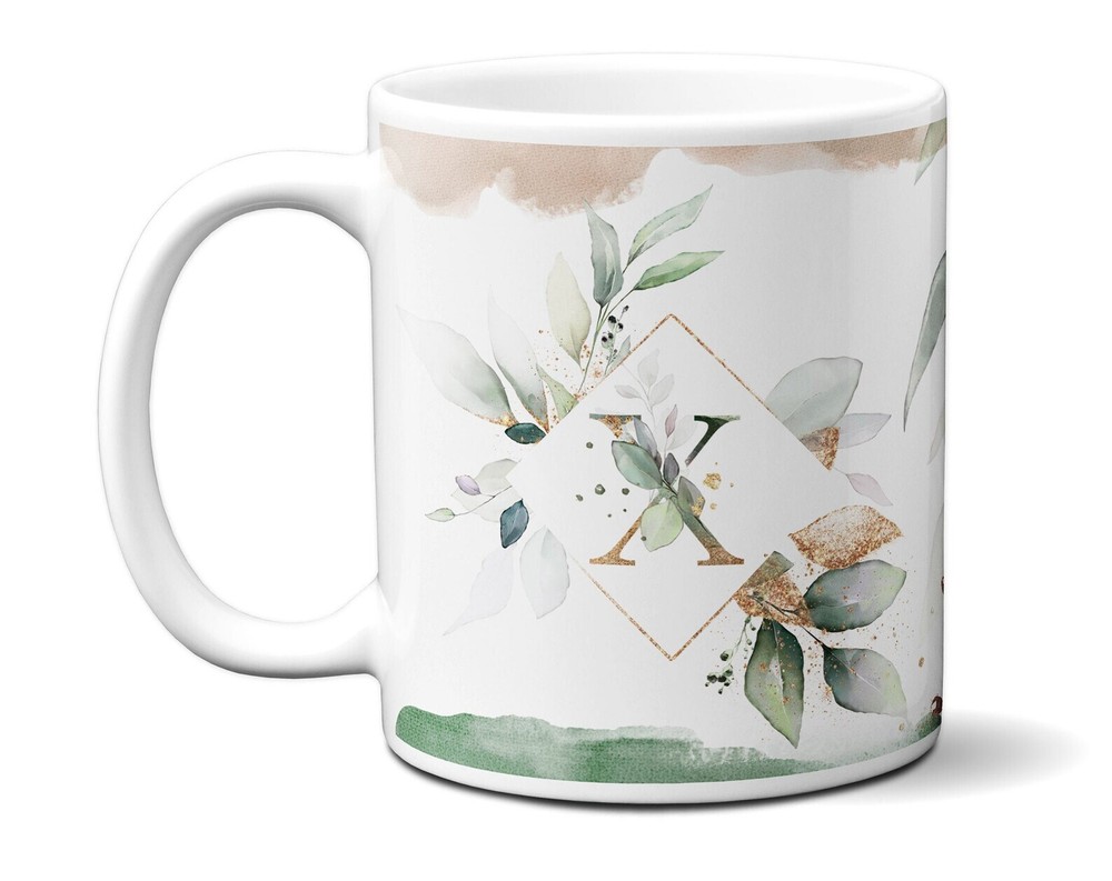 Personalized Floral Monogram Mug Custom Letter Cup Gift for Bride