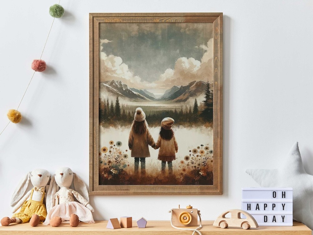 Sister Bedroom Art Girl Adventure Print Sister Room Decor Sister Painting Two