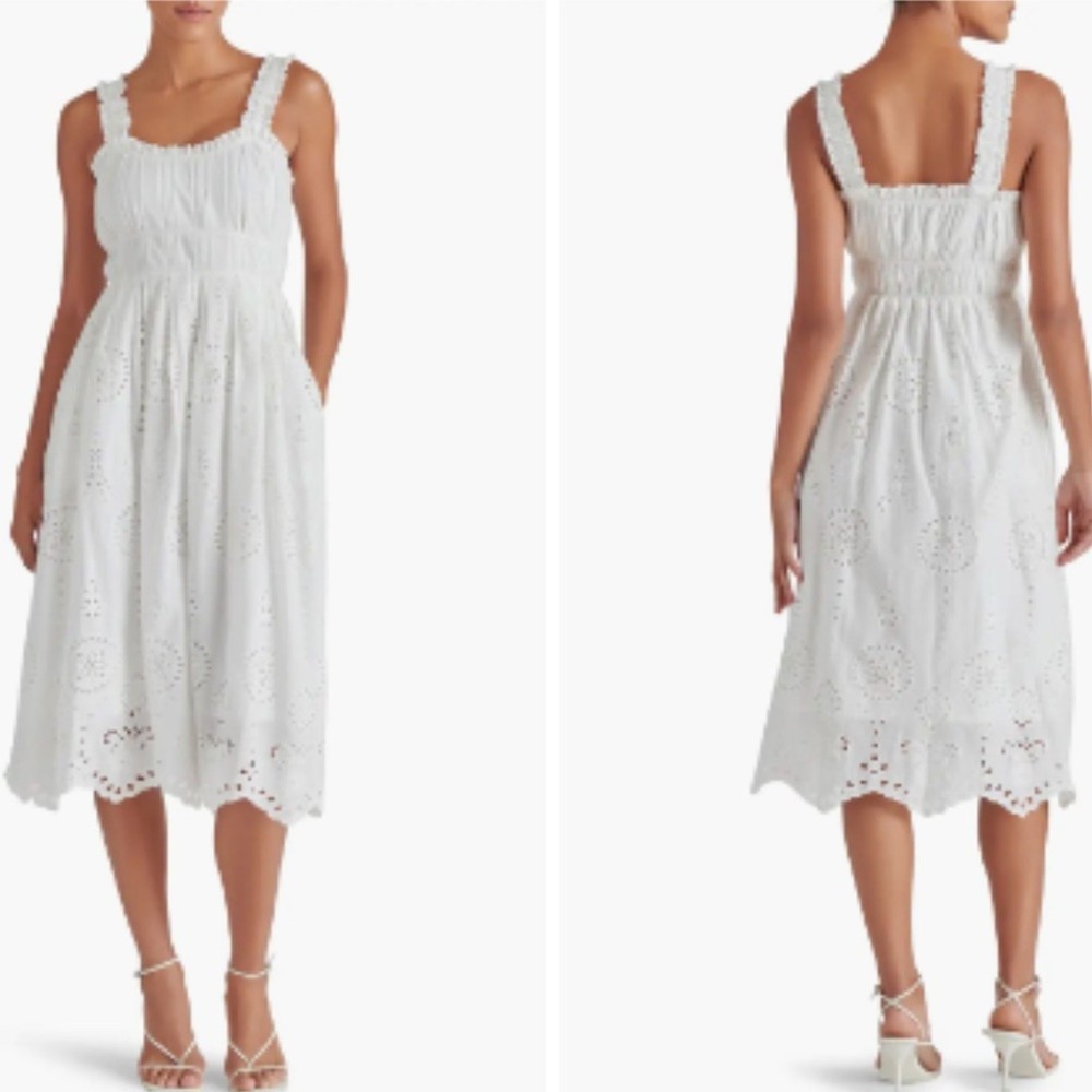 Steve Madden Harmony Eyelet Embroidered Midi dress white NWT Retail $129 - S