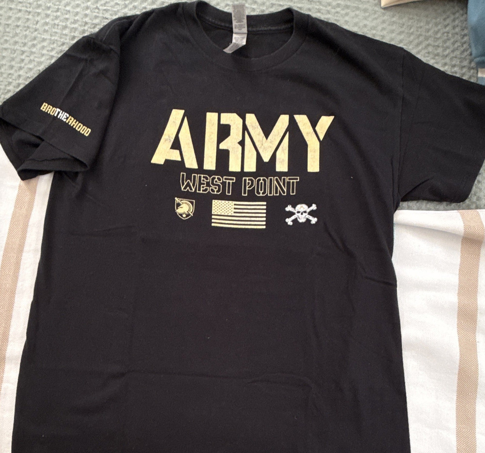 Gildan Army West Point Brotherhood Graphic Print Black Crew Neck T-Shirt Men M