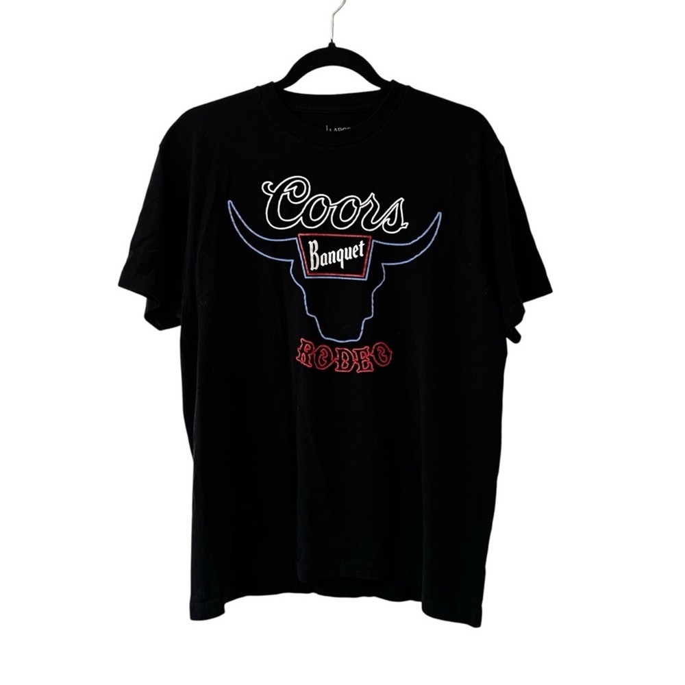 Coors Banquet Rodeo T-Shirt Black Cotton Size Large