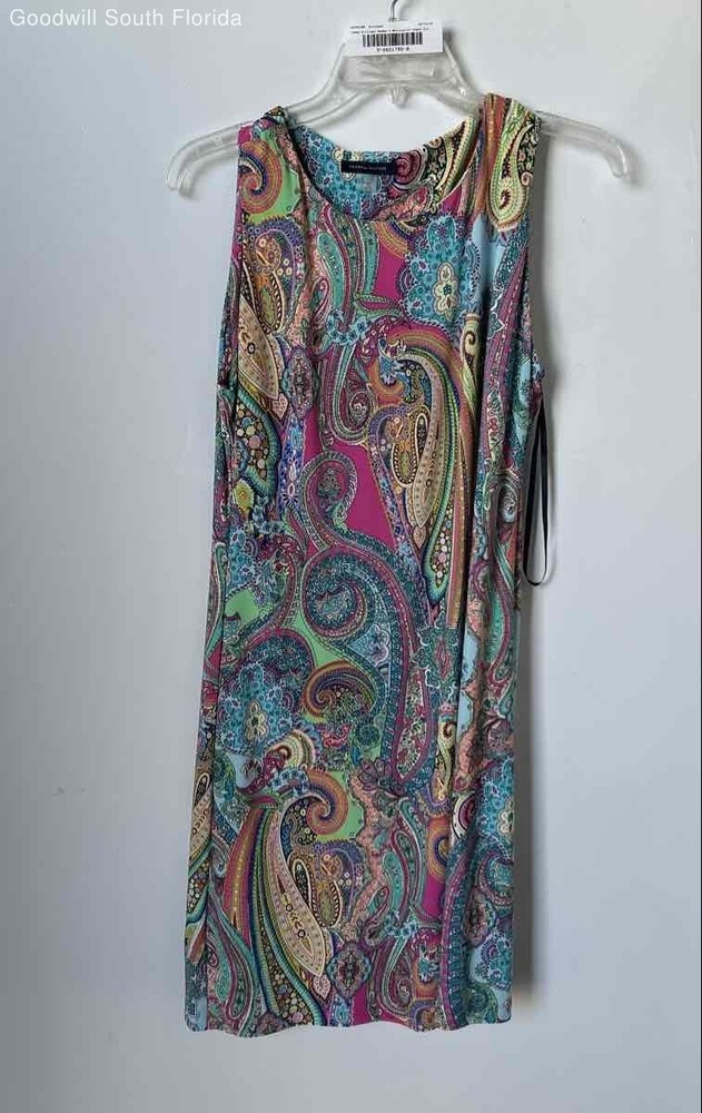 Tommy Hilfiger Womens Multicolor Paisley Sleeveless Round Neck Shift Dress Sz 10